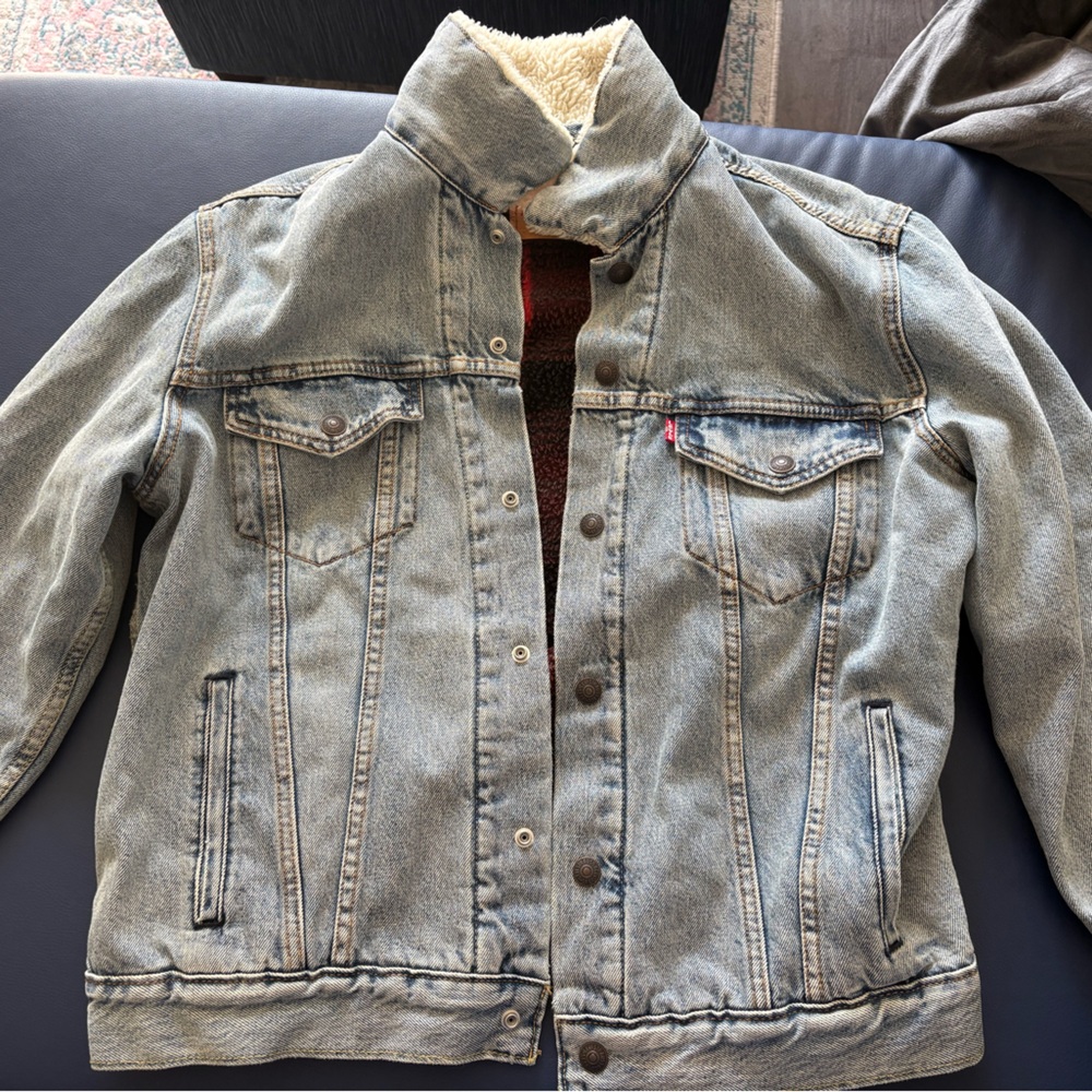Levi's Red Plaid Sherpa Jacket